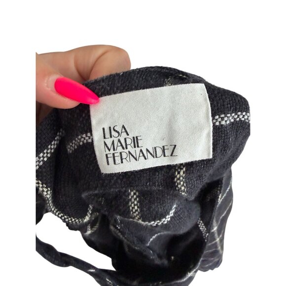 LISA MARIE FERNANDEZ Plaid Gray 100% Linen Button Detail Sleeveles Shift Top Siz - Picture 4 of 8